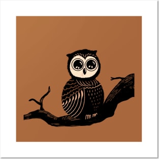 Owl on a tree Posters and Art